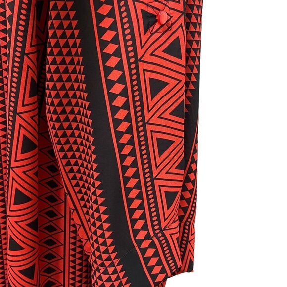 DENIM 24/7 Womens Top Plus Size 32W Coral Red Black Tunic Blouse Aztec Boho - Picture 11 of 13